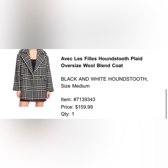 Avec Les Filles Houndstooth Plaid Oversized Woolblebd coat - size medium - Picture 5 of 5